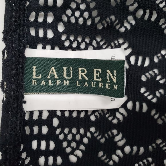 Lauren Ralph Lauren Women's Black Crochet Knit Swim Cover-Up Tunic Dress Small - Picture 3 of 11